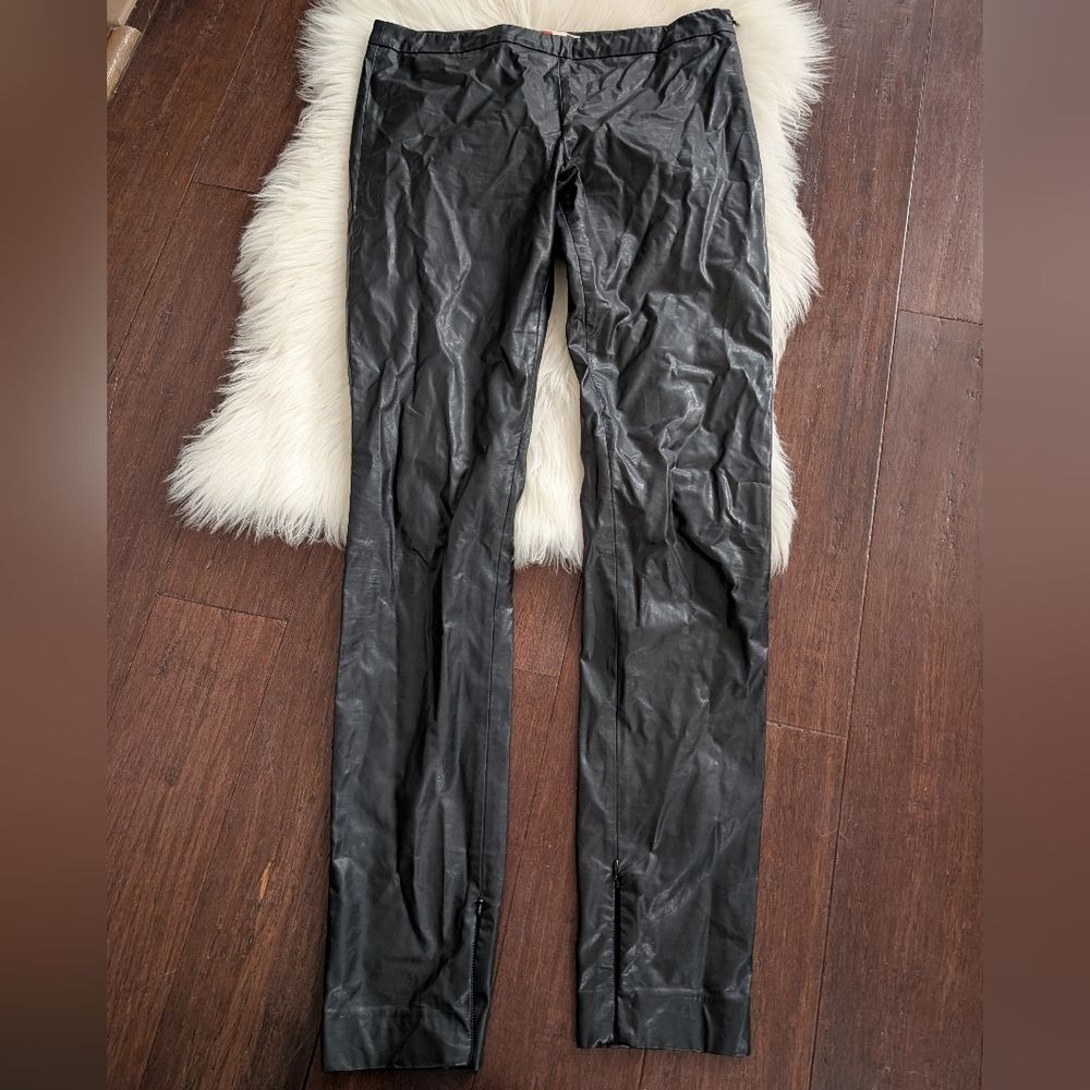 MSGM Made In Italy Italian Black Faux Leather Pants Size 44/Estimated 8 Zippers